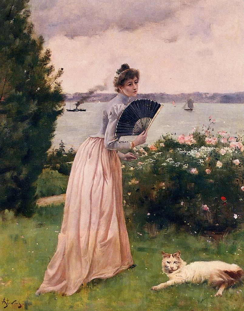 Alfred Émile Stevens - Donna con ventaglio